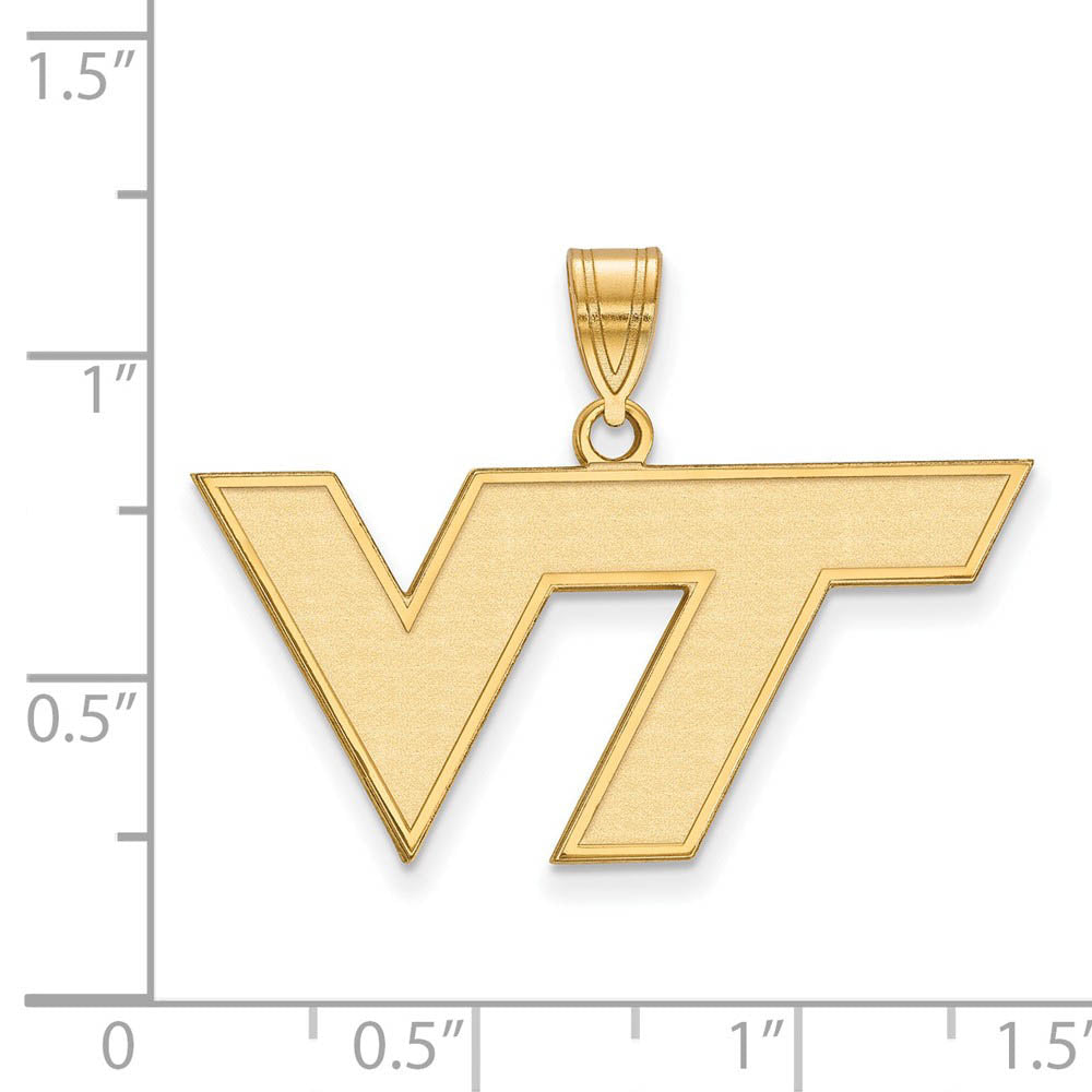 Alternate view of the 14k Yellow Gold Virginia Tech Medium Logo Pendant by The Black Bow Jewelry Co.