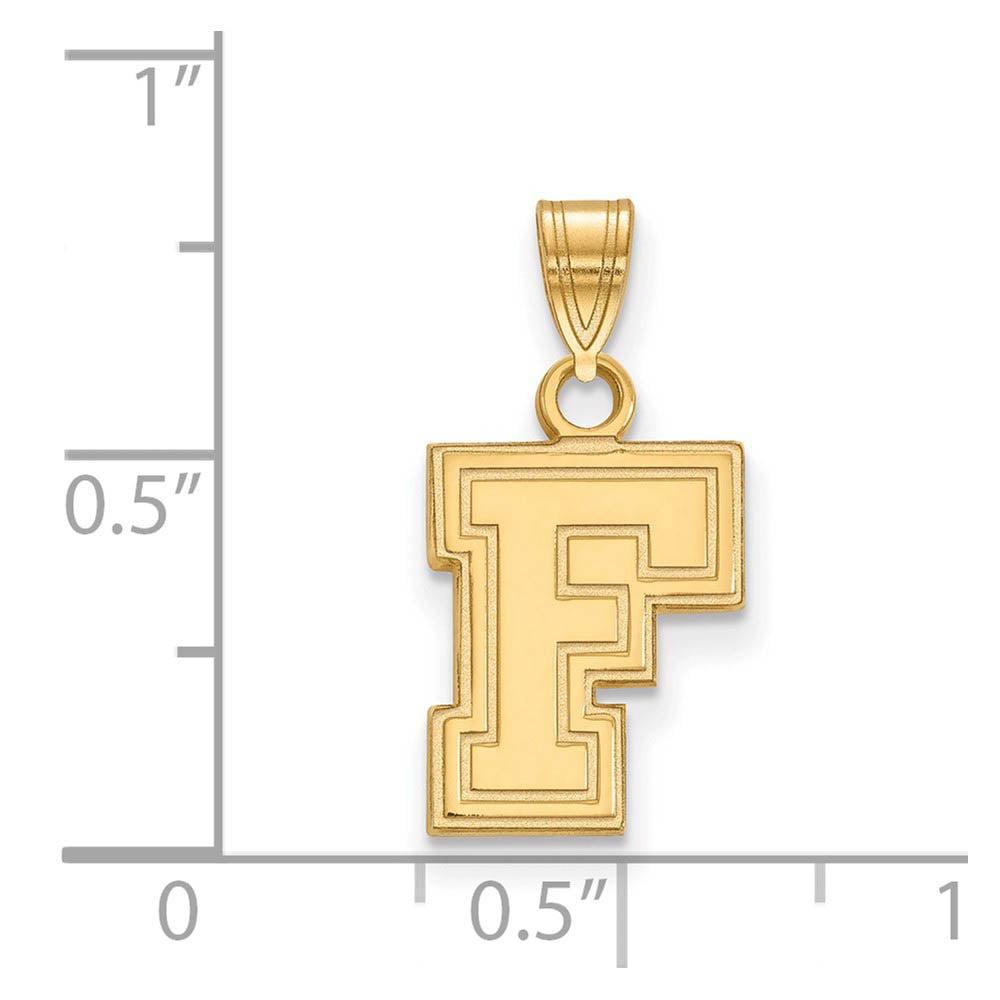 Alternate view of the 14k Yellow Gold Fordham U Small Pendant by The Black Bow Jewelry Co.