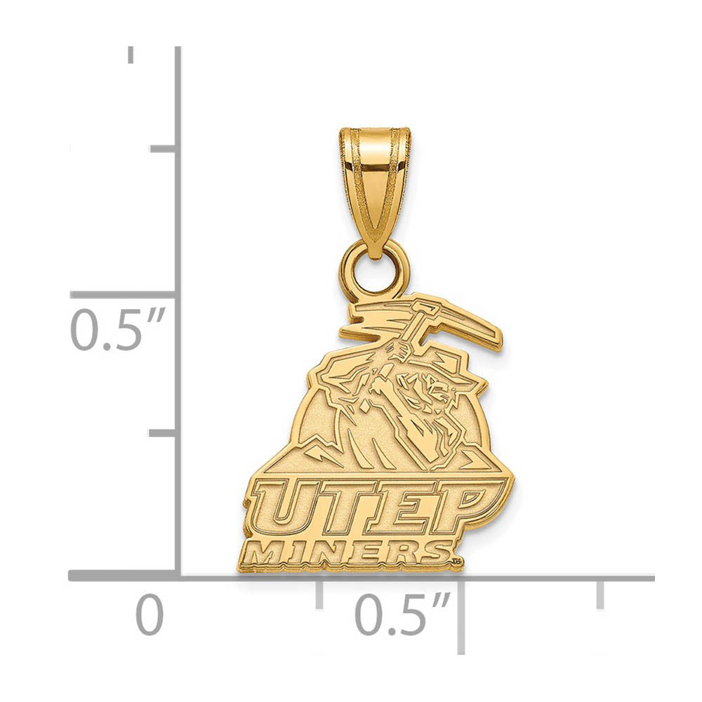 Alternate view of the 14k Yellow Gold U. of Texas at El Paso Small 'Miners' Pendant by The Black Bow Jewelry Co.