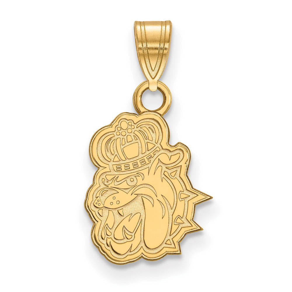 14k Yellow Gold James Madison U Small Mascot Pendant, Item P14678 by The Black Bow Jewelry Co.