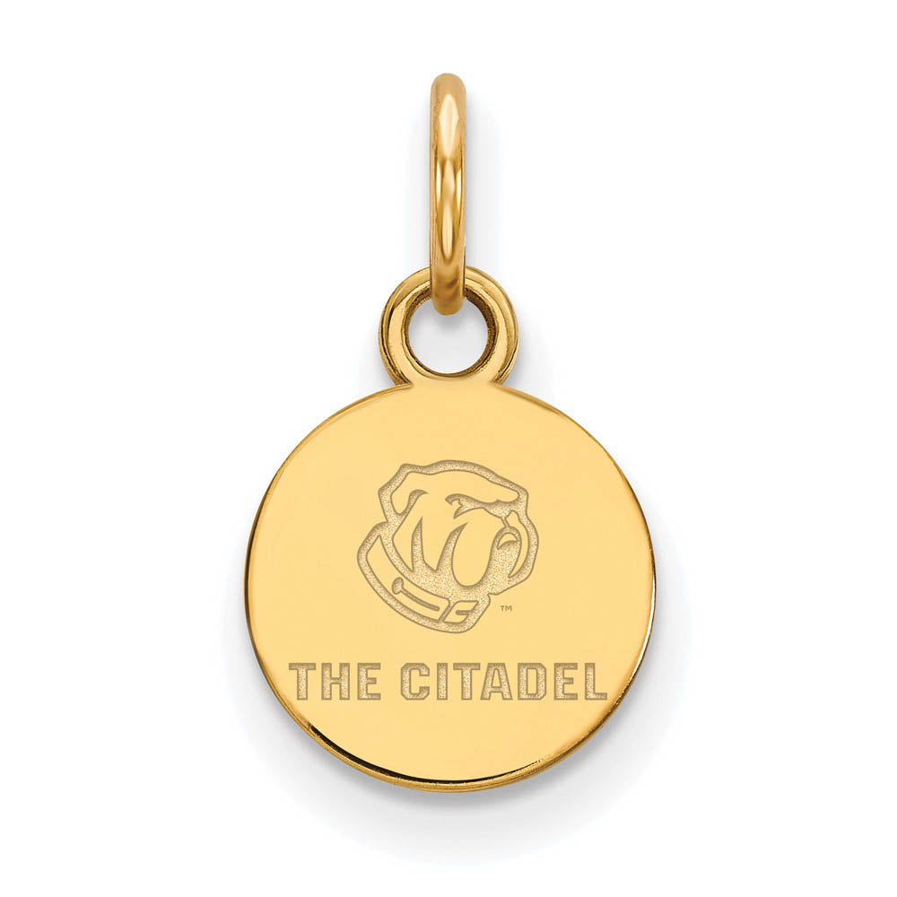 14K Yellow Gold The Citadel XS (Tiny) Bulldogs  Disc Charm, Item P14699 by The Black Bow Jewelry Co.