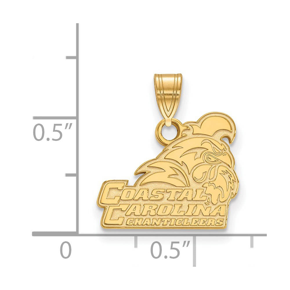 Alternate view of the 14k Yellow Gold Coastal Carolina U Small Logo Pendant by The Black Bow Jewelry Co.
