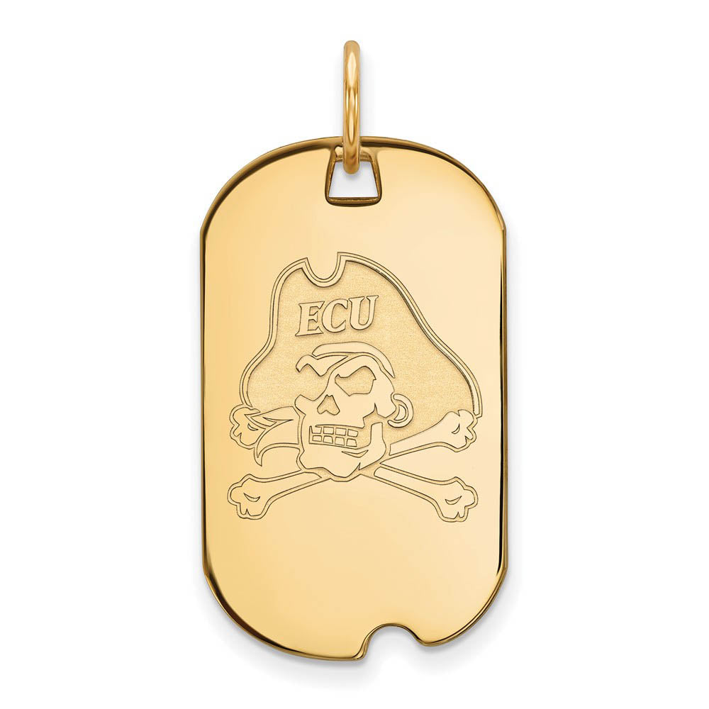 14k Yellow Gold East Carolina U Dog Tag Pendant, Item P14732 by The Black Bow Jewelry Co.