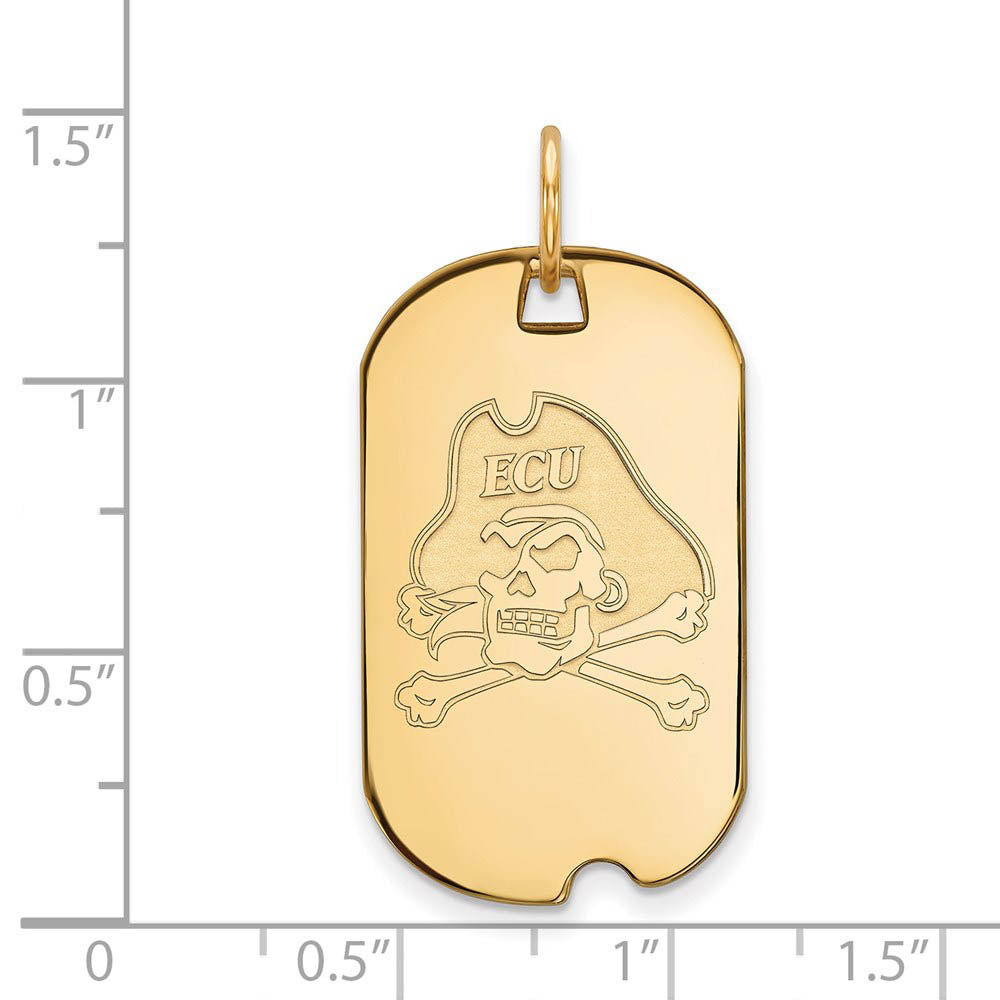 Alternate view of the 14k Yellow Gold East Carolina U Dog Tag Pendant by The Black Bow Jewelry Co.