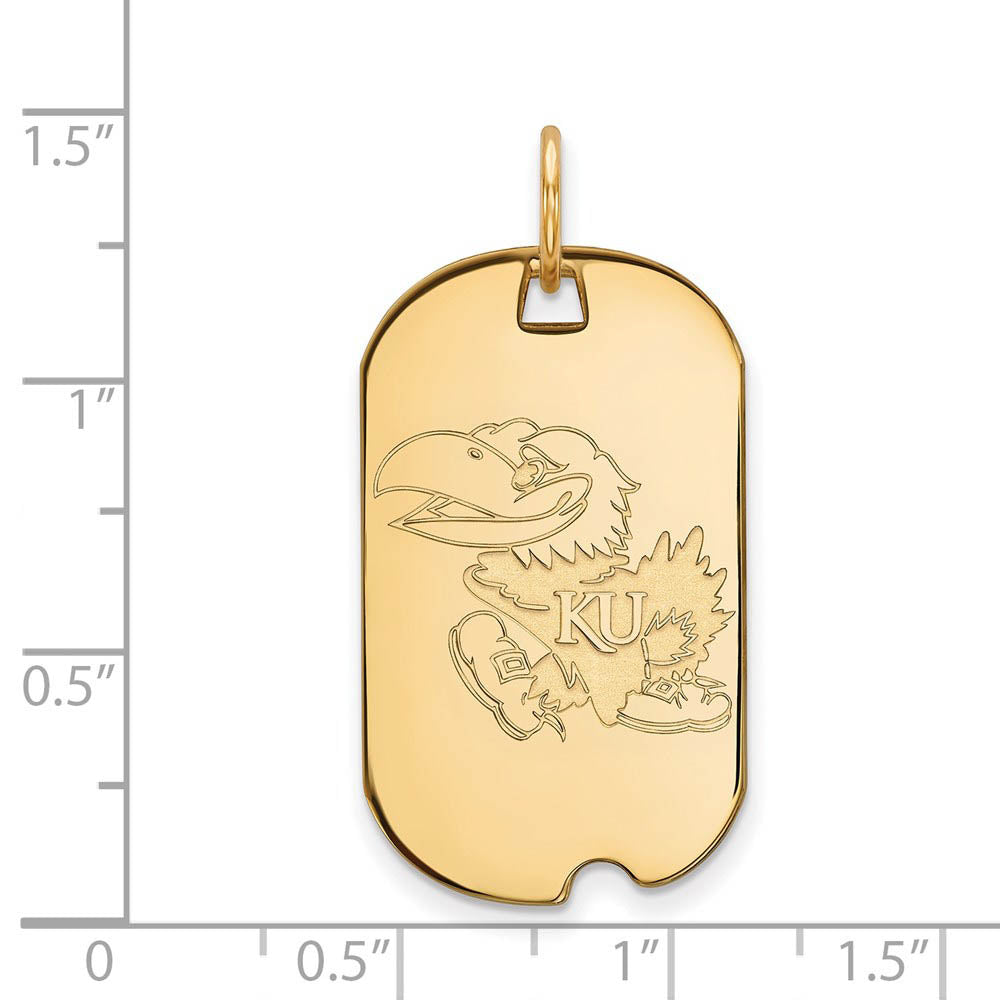 Alternate view of the 14k Yellow Gold U. of Kansas Dog Tag Pendant by The Black Bow Jewelry Co.