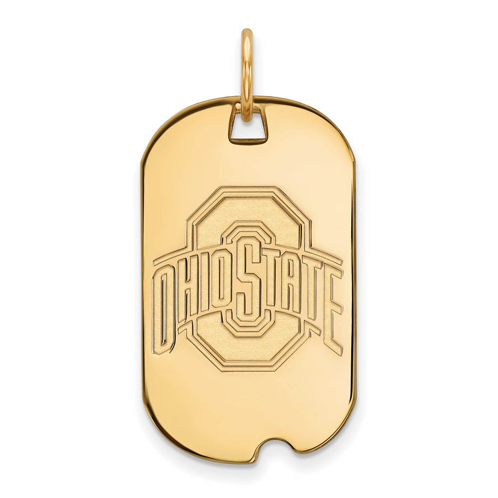 14k Yellow Gold Ohio State Dog Tag Pendant, Item P14750 by The Black Bow Jewelry Co.