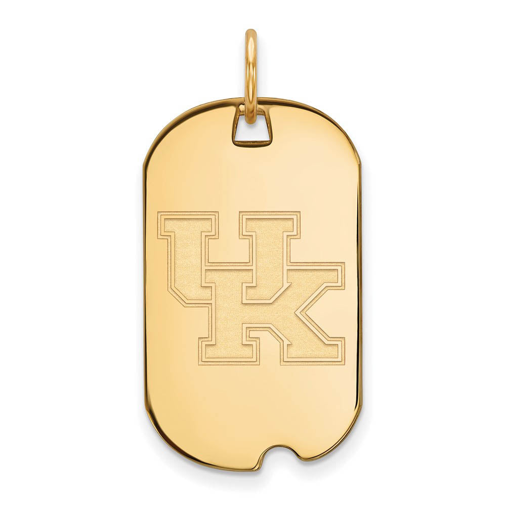 14k Yellow Gold U. of Kentucky Dog Tag Pendant, Item P14755 by The Black Bow Jewelry Co.