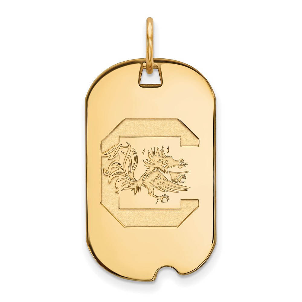 14k Yellow Gold South Carolina Dog Tag Pendant, Item P14757 by The Black Bow Jewelry Co.
