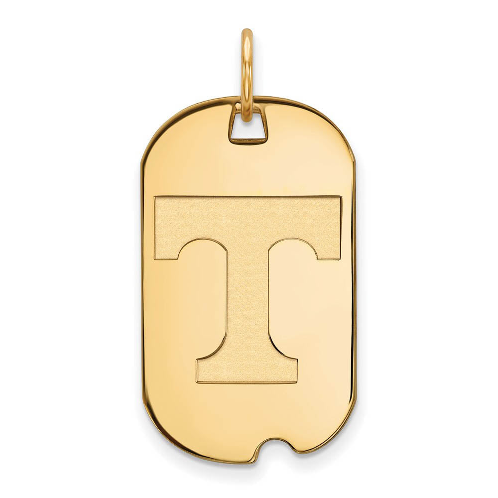 14k Yellow Gold U. of Tennessee Initial T Dog Tag Pendant, Item P14758 by The Black Bow Jewelry Co.