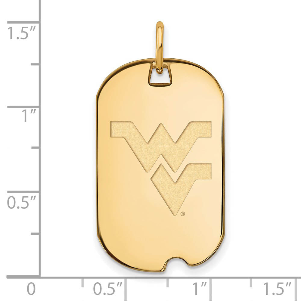 Alternate view of the 14k Yellow Gold West Virginia U. Dog Tag Pendant by The Black Bow Jewelry Co.