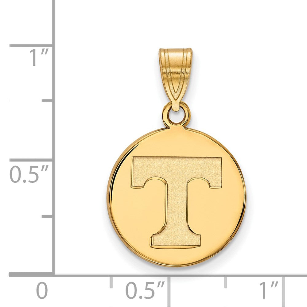 Alternate view of the 14k Yellow Gold U. of Tennessee Medium Initial T Disc Pendant by The Black Bow Jewelry Co.