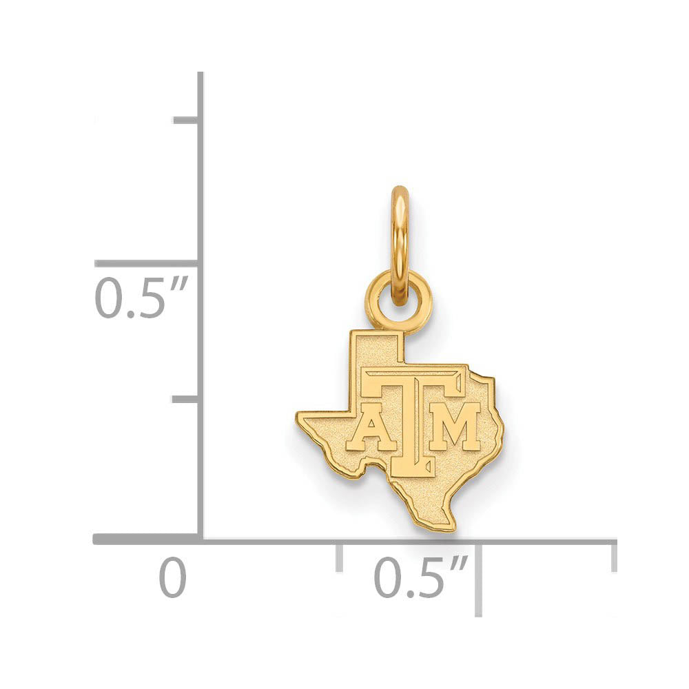 Alternate view of the 14k Yellow Gold Texas A&M U. XS (Tiny) Logo Charm or Pendant by The Black Bow Jewelry Co.