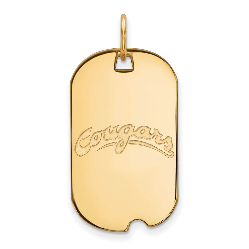 14k Yellow Gold Washington State Script Dog Tag Pendant, Item P14805 by The Black Bow Jewelry Co.