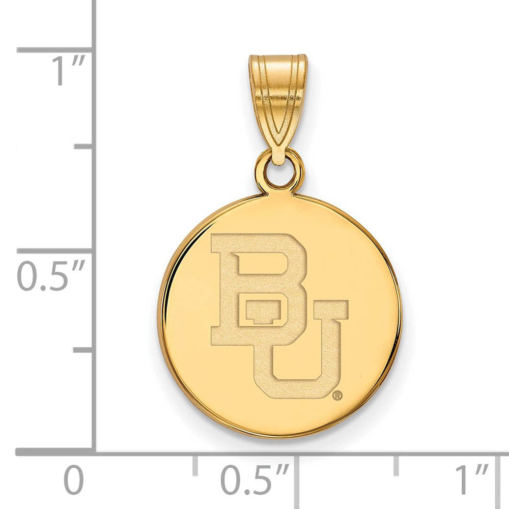 Alternate view of the 14k Yellow Gold Baylor U Medium 'BU' Disc Pendant by The Black Bow Jewelry Co.