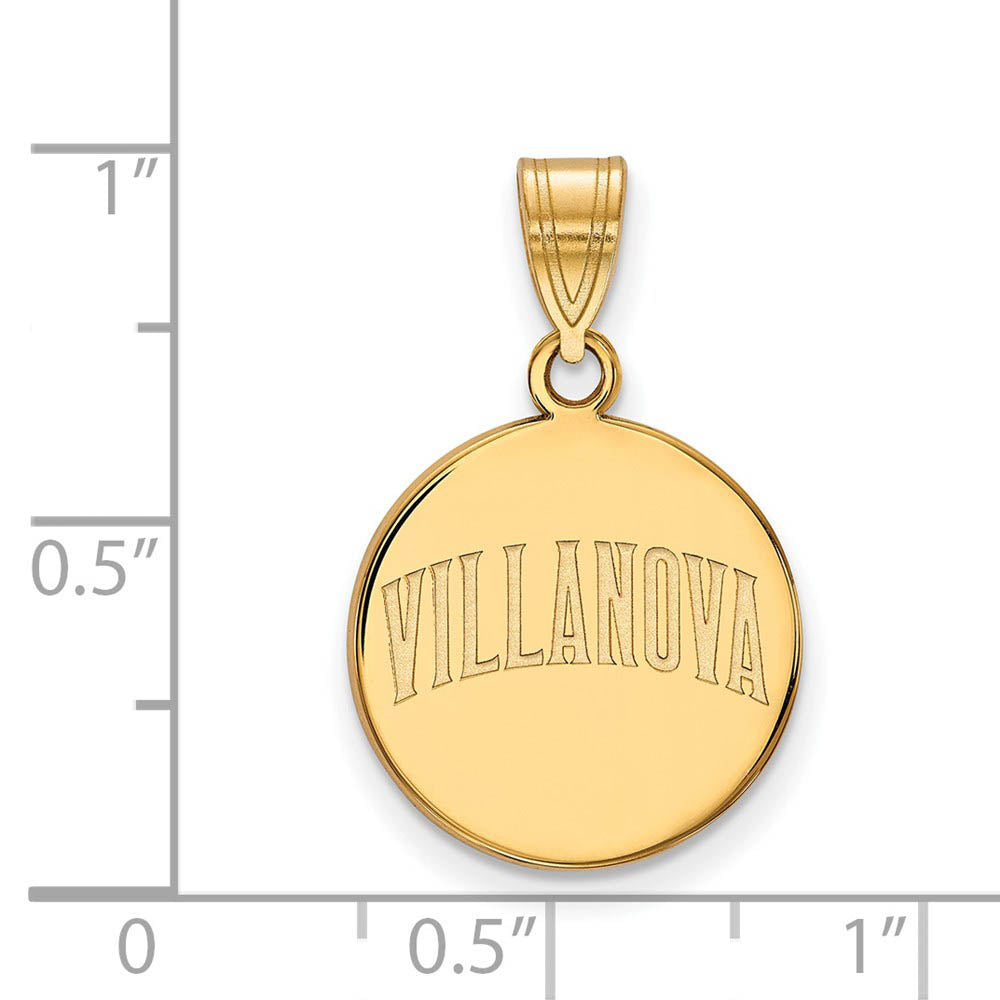 Alternate view of the 14k Yellow Gold Villanova U. Medium Script Disc Pendant by The Black Bow Jewelry Co.