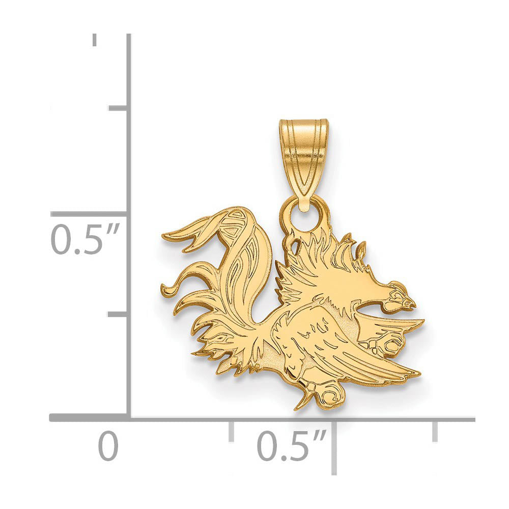 Alternate view of the 14k Yellow Gold South Carolina Small Mascot Pendant by The Black Bow Jewelry Co.