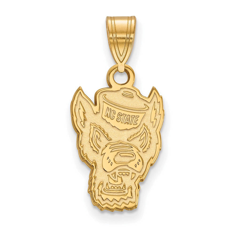 14k Yellow Gold North Carolina State Medium Logo Pendant, Item P14836 by The Black Bow Jewelry Co.