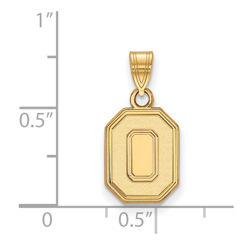 Alternate view of the 14k Yellow Gold Ohio State Small 'O' Pendant by The Black Bow Jewelry Co.