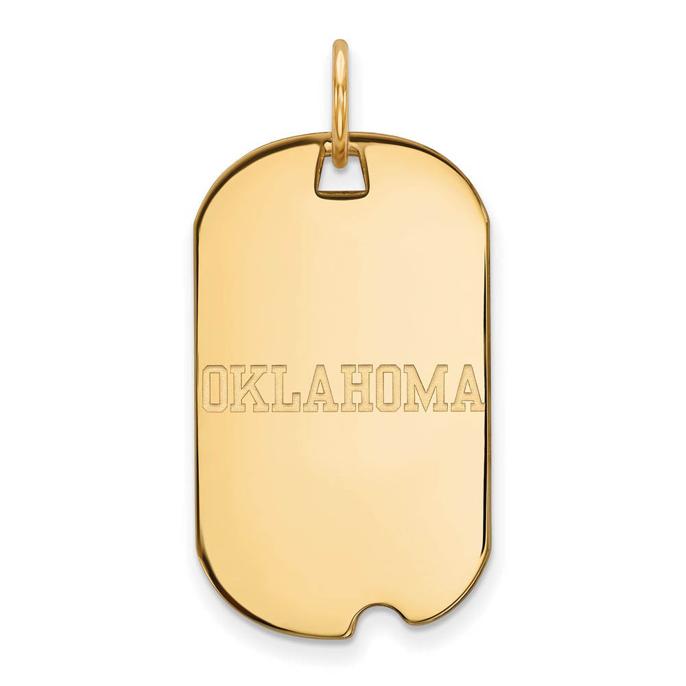 14k Yellow Gold U. of Oklahoma Dog Tag Pendant, Item P14848 by The Black Bow Jewelry Co.