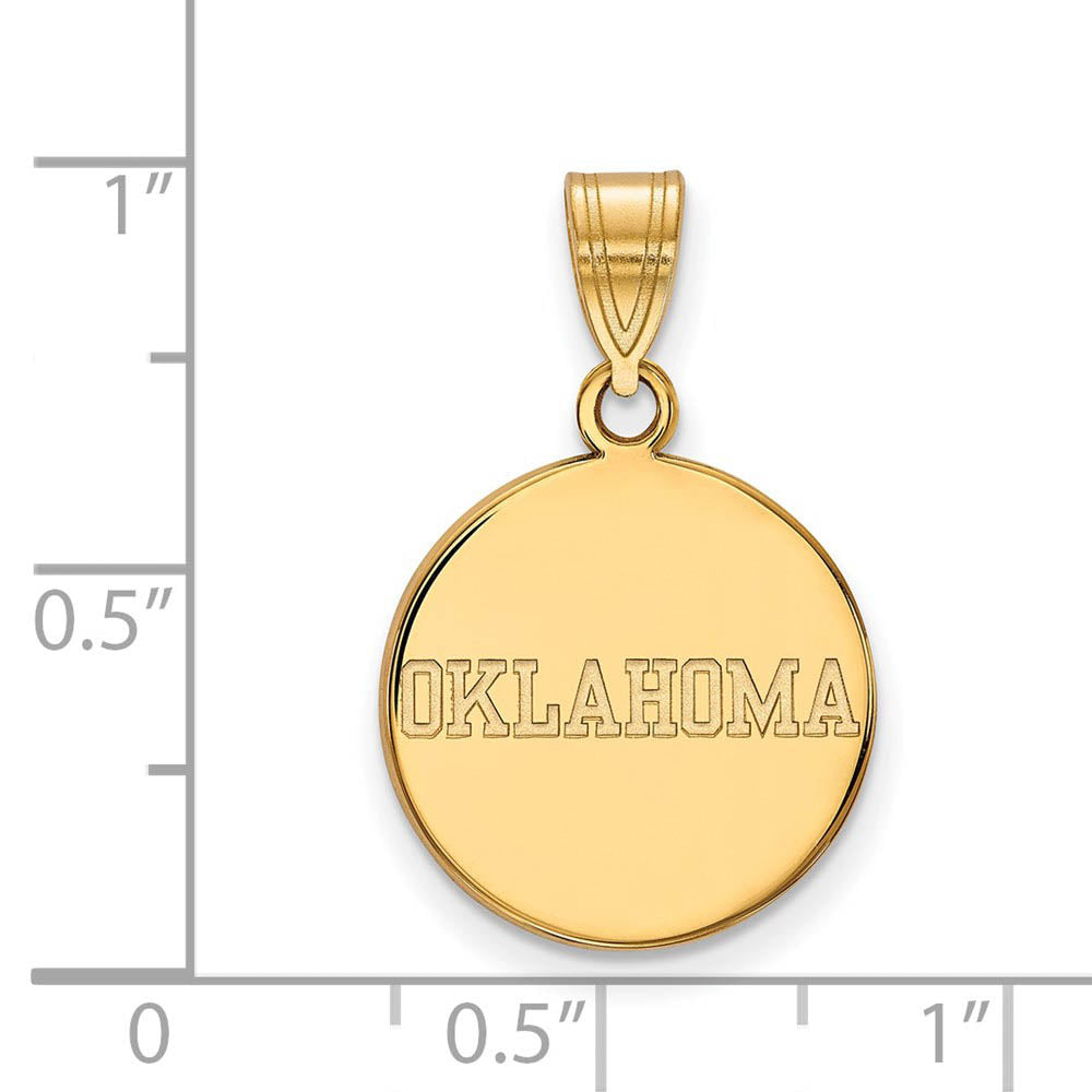Alternate view of the 14k Yellow Gold U. of Oklahoma Medium Disc Pendant by The Black Bow Jewelry Co.