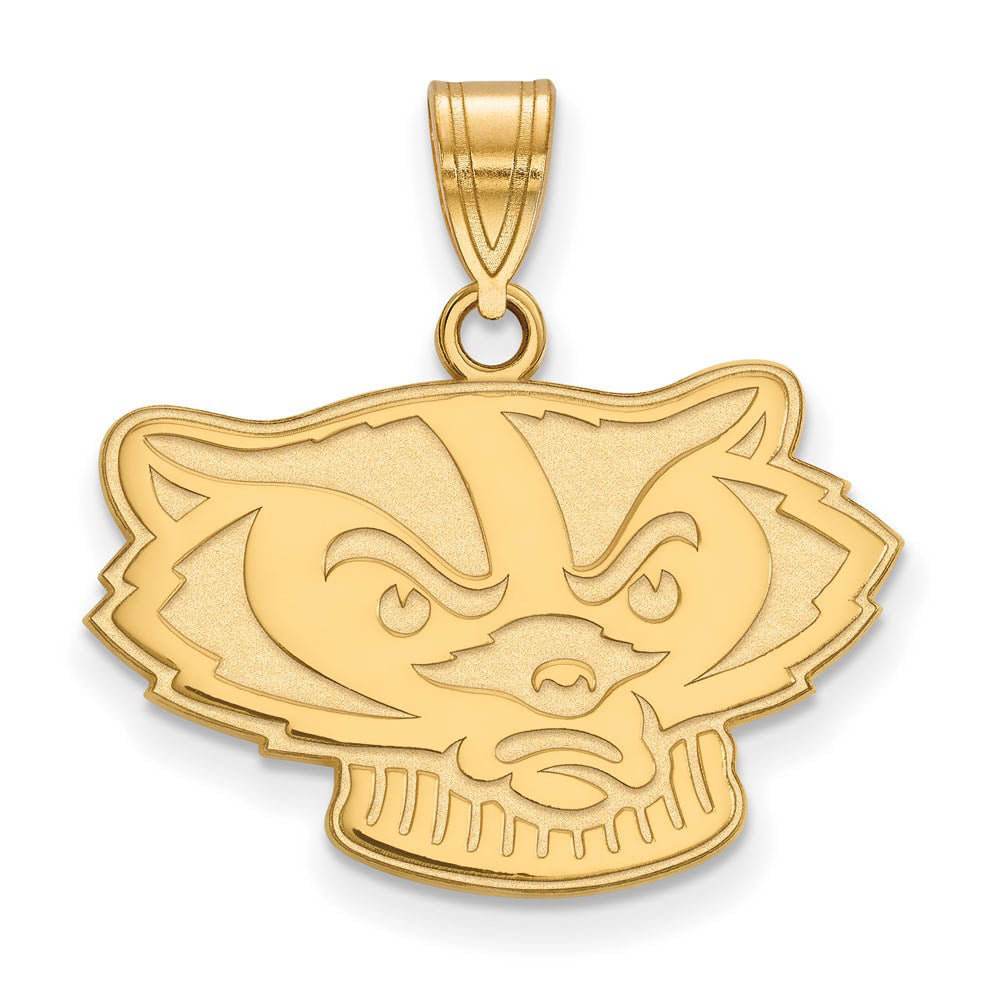 14k Yellow Gold U. of Wisconsin Medium Mascot Pendant, Item P14869 by The Black Bow Jewelry Co.