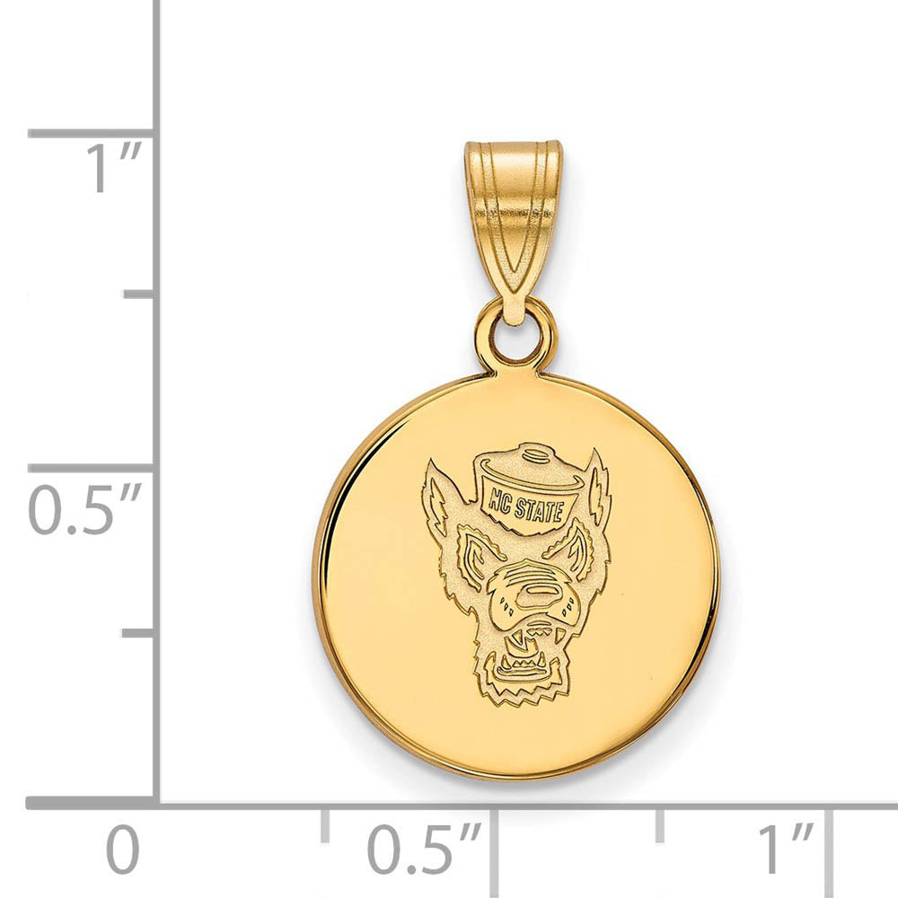 Alternate view of the 14k Yellow Gold North Carolina State Medium Logo Disc Pendant by The Black Bow Jewelry Co.