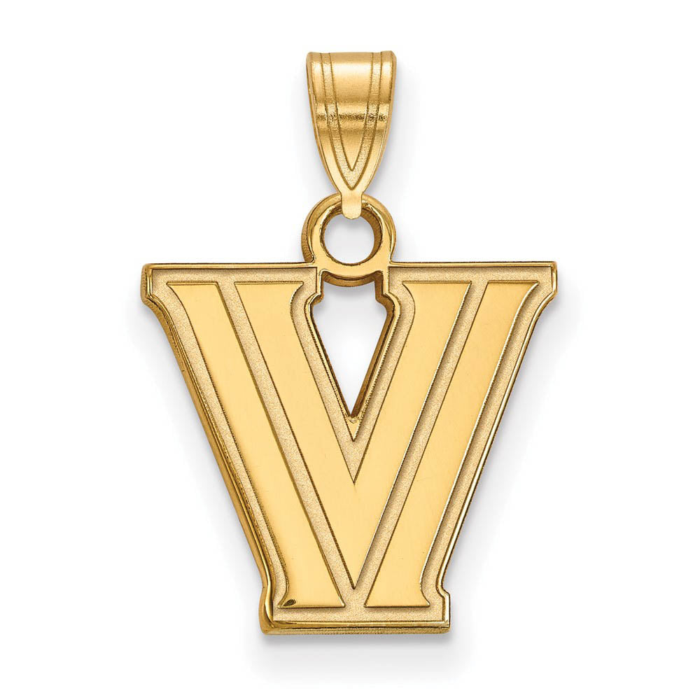 14k Gold Plated Silver Villanova Univ. Small Logo Pendant, Item P14904 by The Black Bow Jewelry Co.