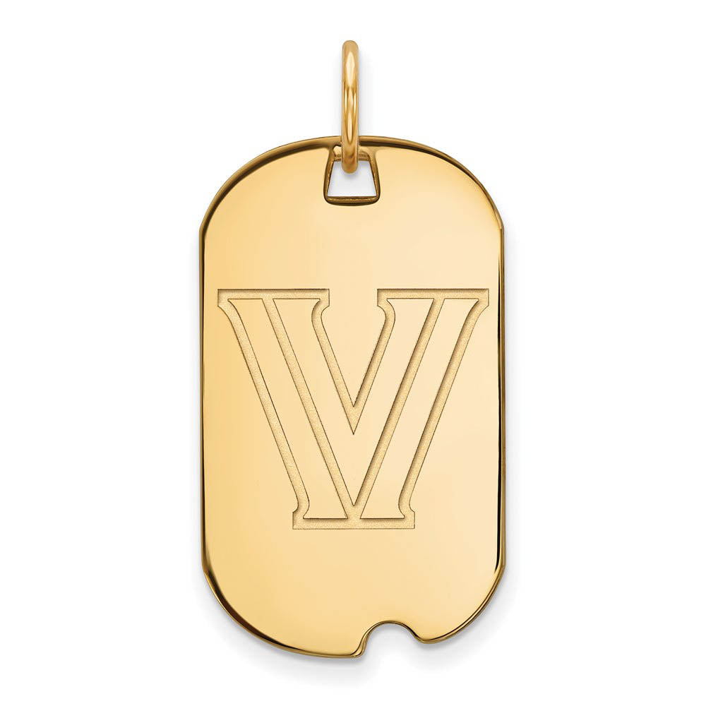 14k Gold Plated Silver Villanova U. Logo Dog Tag Pendant, Item P14909 by The Black Bow Jewelry Co.