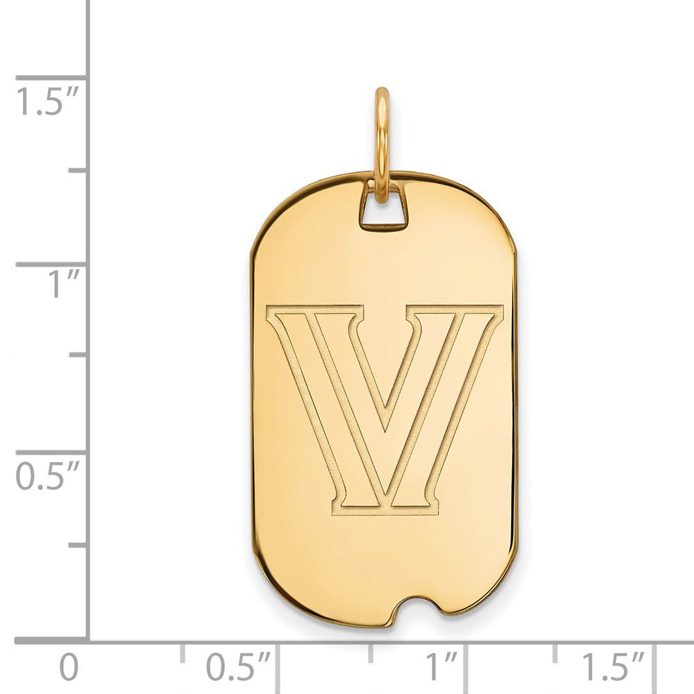 Alternate view of the 14k Gold Plated Silver Villanova U. Logo Dog Tag Pendant by The Black Bow Jewelry Co.
