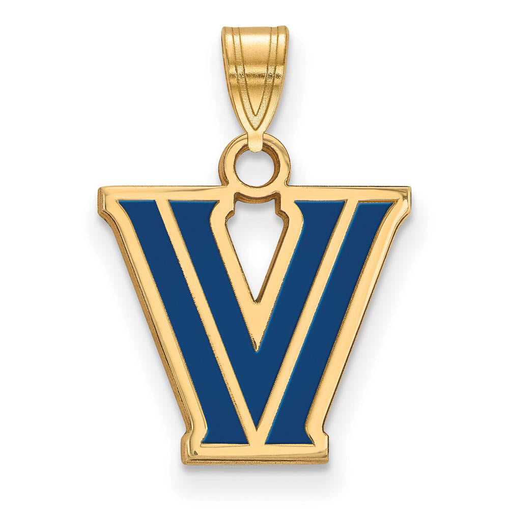 14k Gold Plated Silver Villanova U. Small Enamel Logo Pendant, Item P14910 by The Black Bow Jewelry Co.