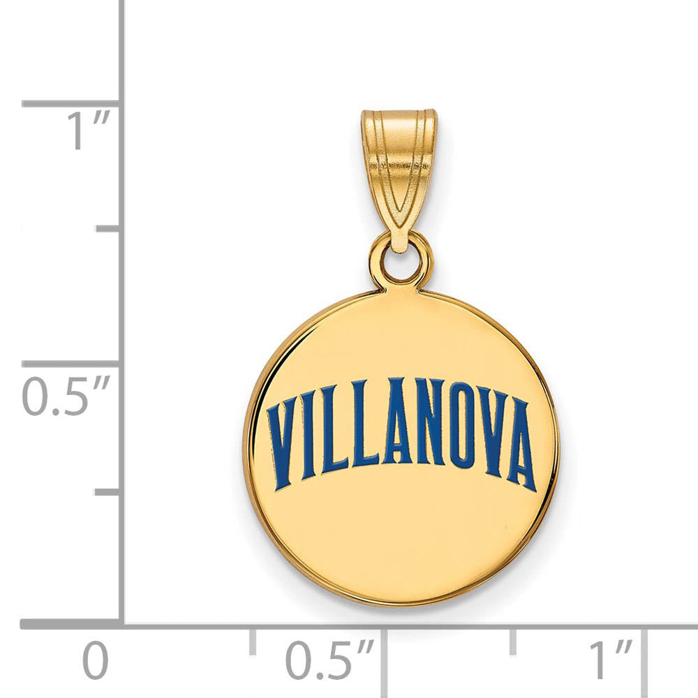 Alternate view of the 14k Gold Plated Silver Villanova U. Medium Enamel Script Disc Pendant by The Black Bow Jewelry Co.