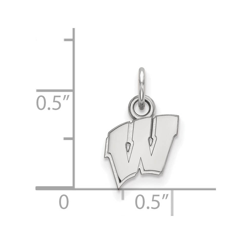 Alternate view of the Sterling Silver U. of Wisconsin XS (Tiny) Initial W Charm or Pendant by The Black Bow Jewelry Co.