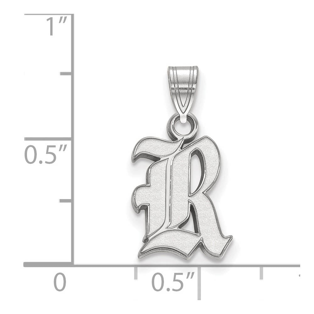 Alternate view of the Sterling Silver Rice U. Small 'R' Pendant by The Black Bow Jewelry Co.