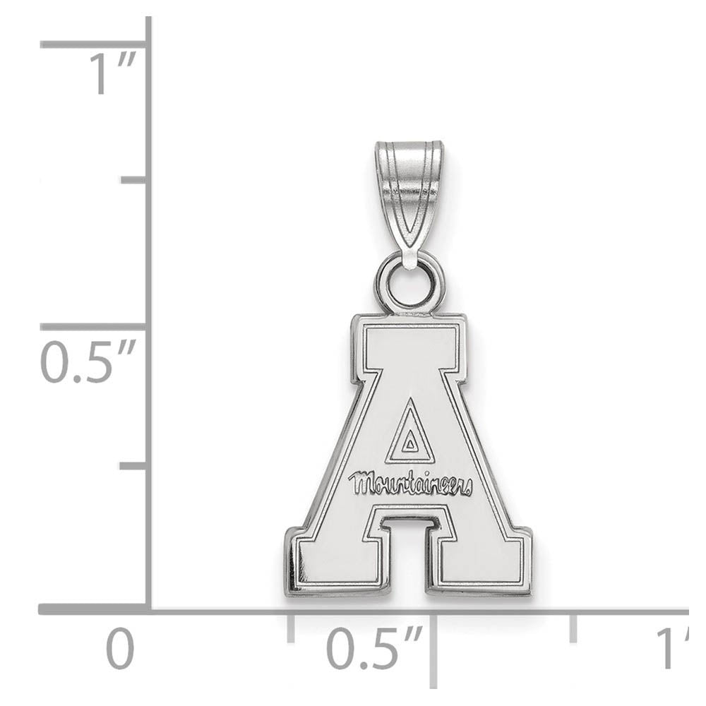 Alternate view of the Sterling Silver Appalachian State Small 'A' Pendant by The Black Bow Jewelry Co.
