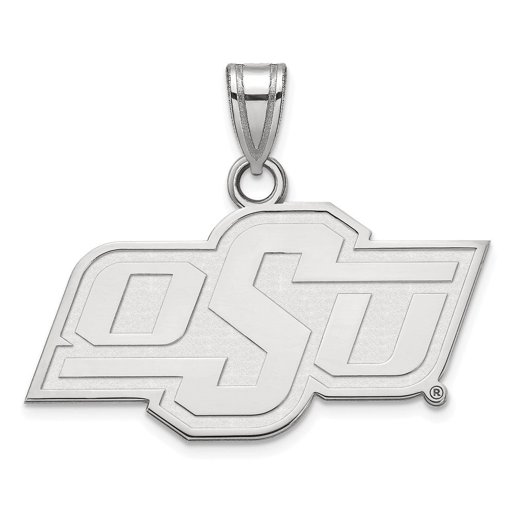 Sterling Silver Oklahoma State Small 'OSU' Pendant, Item P15027 by The Black Bow Jewelry Co.