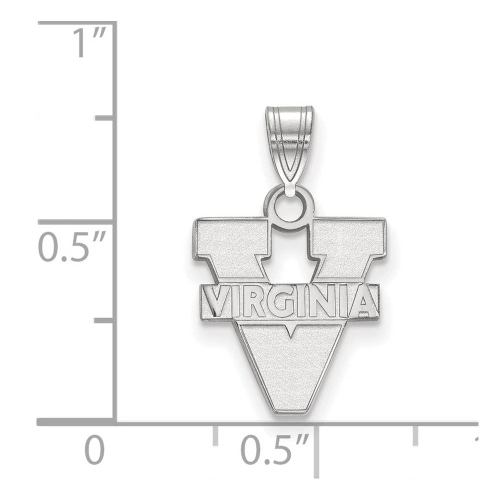 Alternate view of the Sterling Silver U. of Virginia Small 'V' Logo Pendant by The Black Bow Jewelry Co.