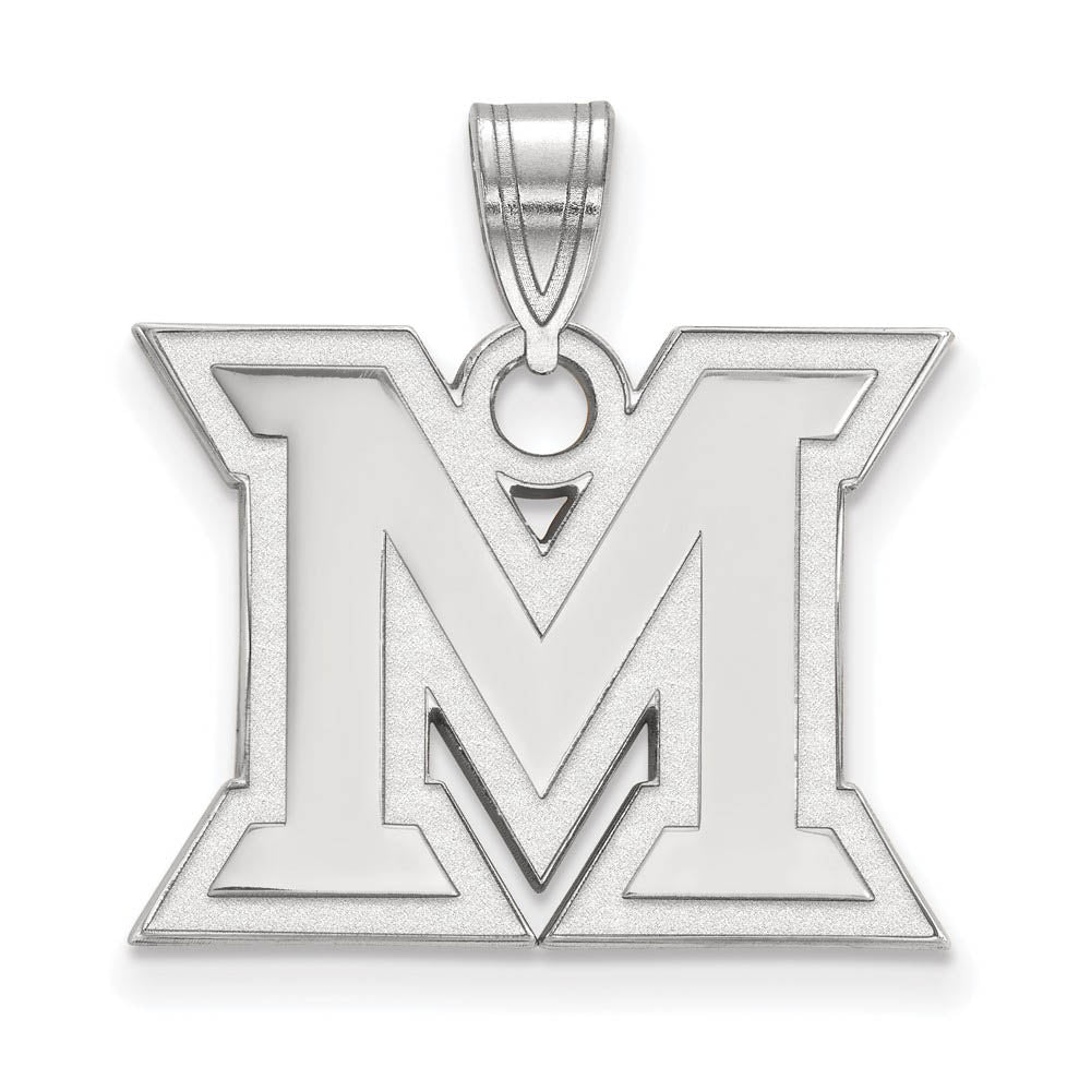 Sterling Silver Miami U Medium Initial M Pendant, Item P15075 by The Black Bow Jewelry Co.