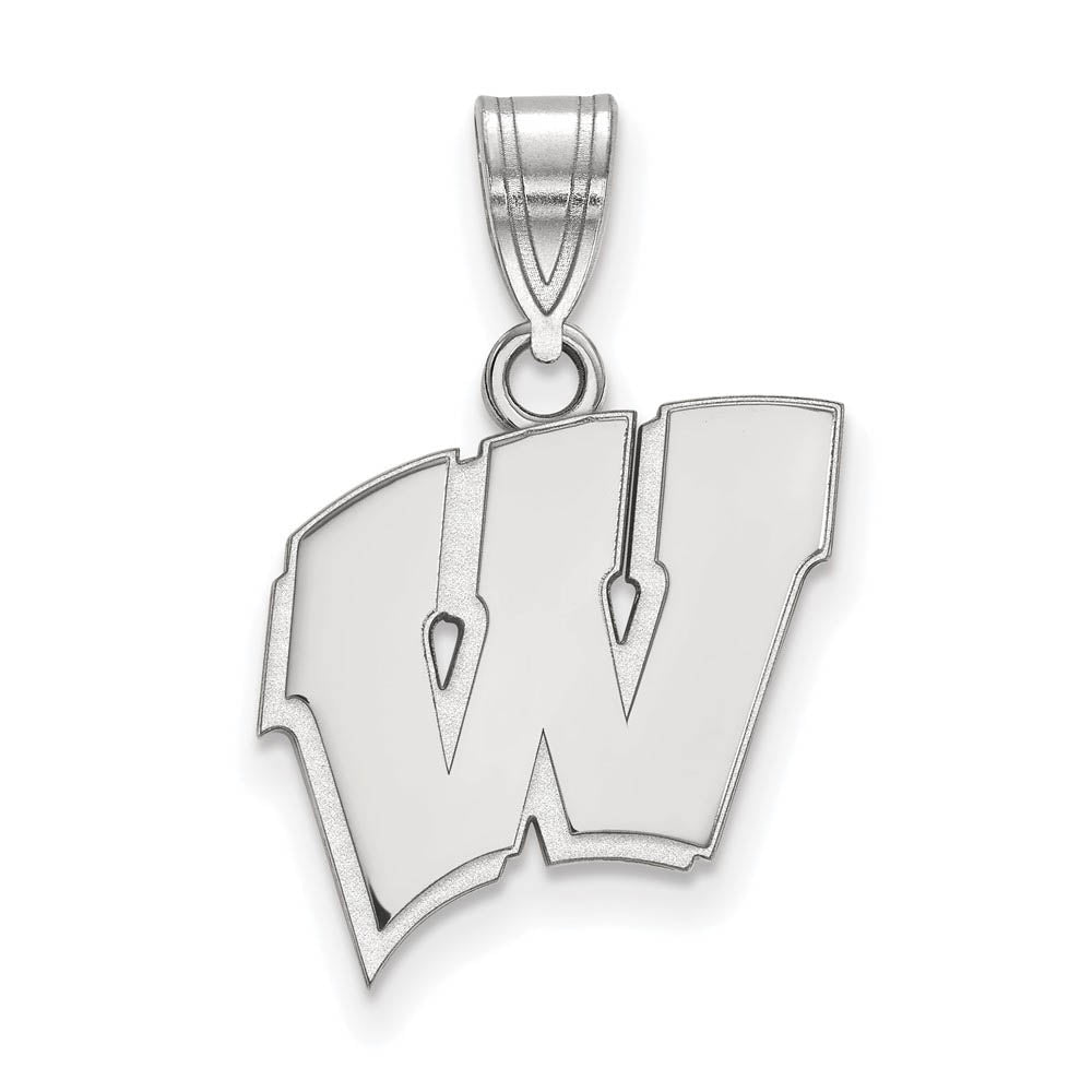 Sterling Silver U. of Wisconsin Medium Initial W Pendant, Item P15104 by The Black Bow Jewelry Co.