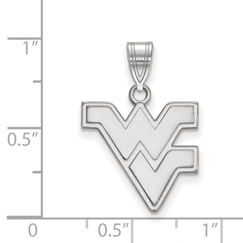 Alternate view of the Sterling Silver West Virginia U. Medium Logo Pendant by The Black Bow Jewelry Co.