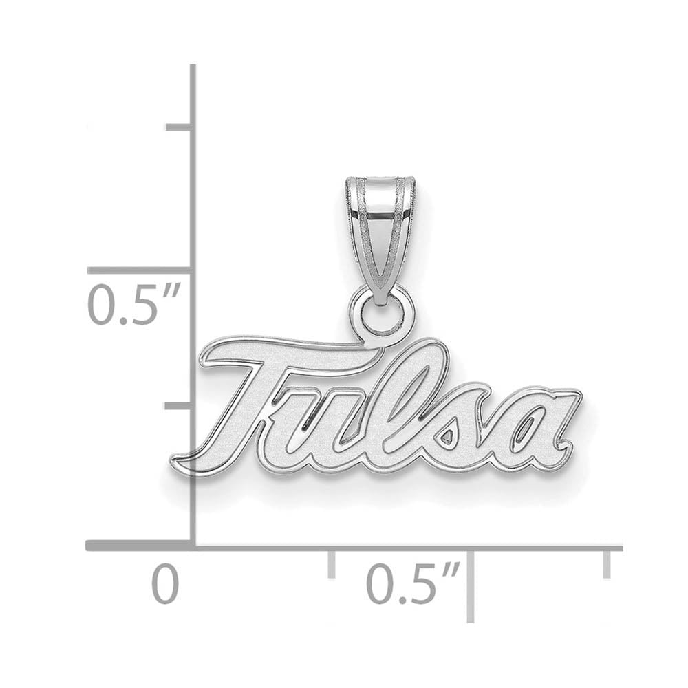Alternate view of the Sterling Silver The U. of Tulsa Small Pendant Necklace by The Black Bow Jewelry Co.