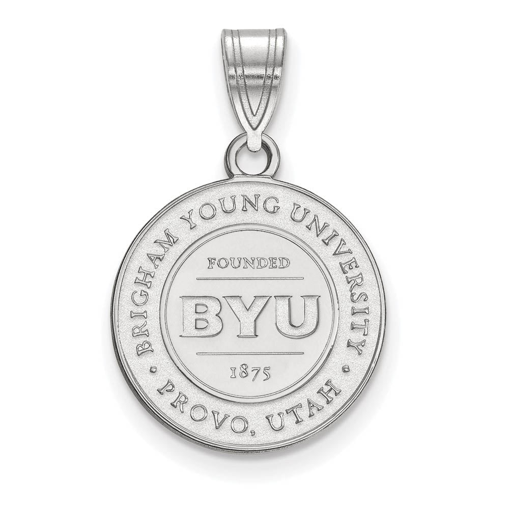 Sterling Silver Brigham Young U Medium Crest Pendant, Item P15131 by The Black Bow Jewelry Co.