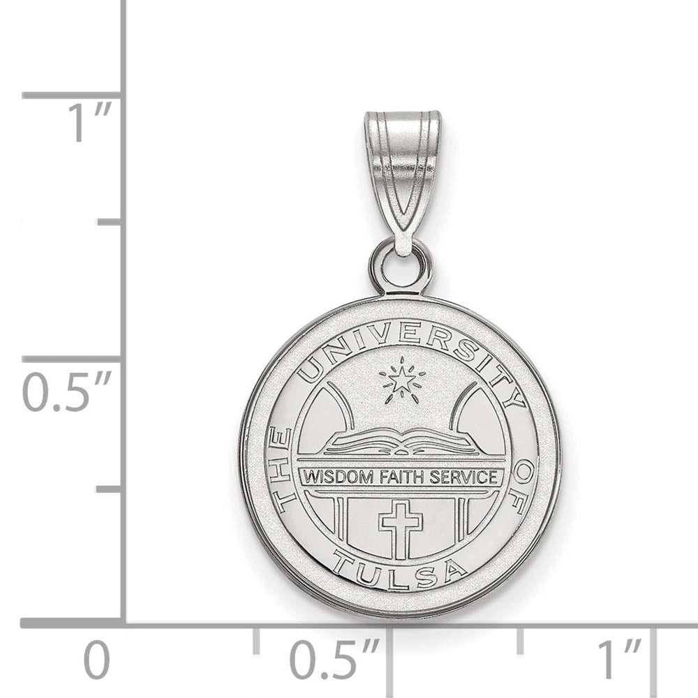 Alternate view of the Sterling Silver The U. of Tulsa Medium Crest Disc Pendant by The Black Bow Jewelry Co.