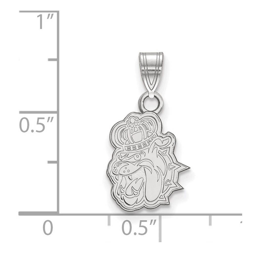 Alternate view of the Sterling Silver James Madison U Small Mascot Pendant by The Black Bow Jewelry Co.