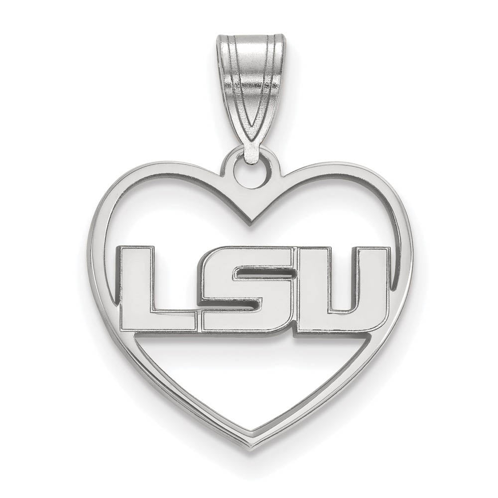 Sterling Silver Louisiana State Heart Pendant, Item P15147 by The Black Bow Jewelry Co.
