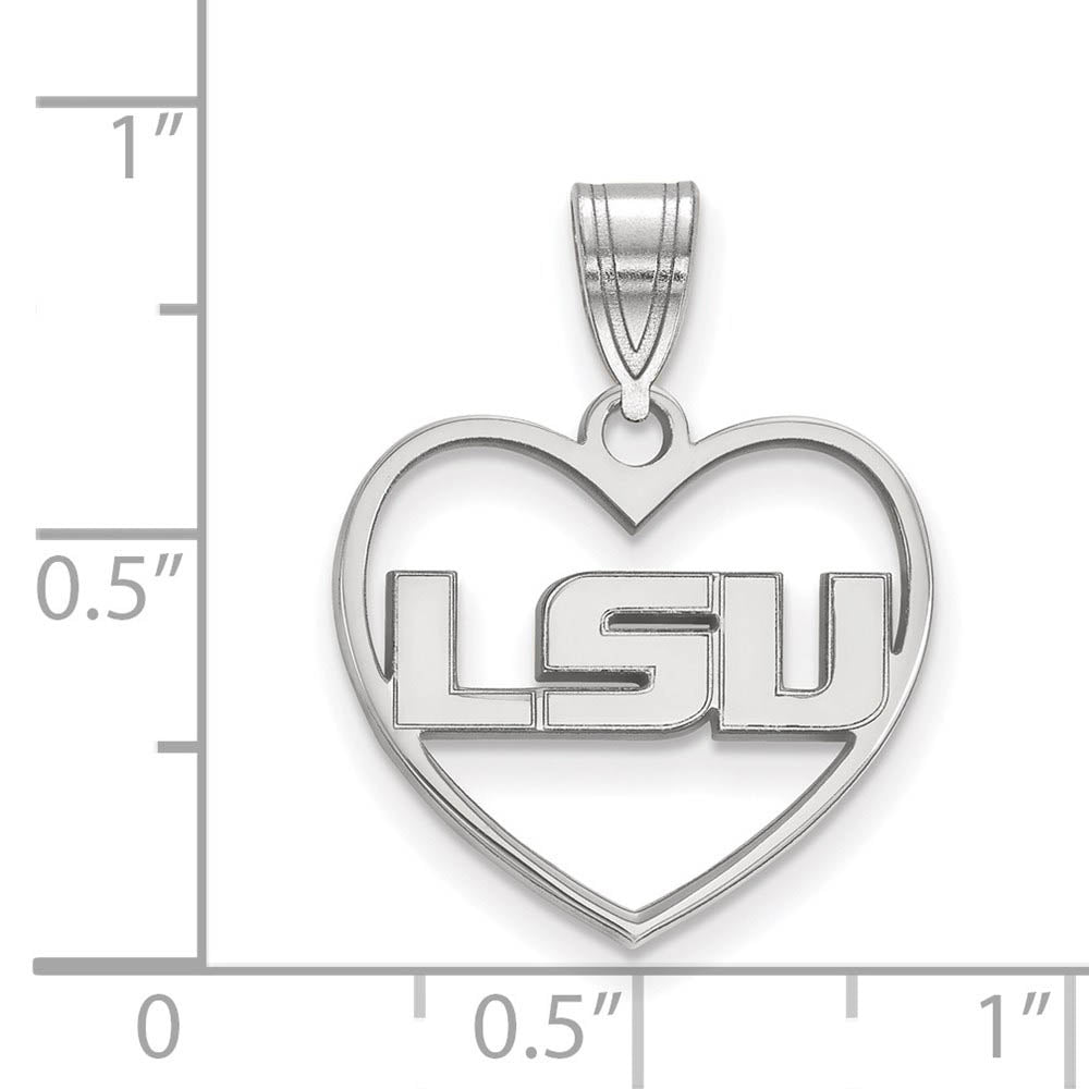 Alternate view of the Sterling Silver Louisiana State Heart Pendant by The Black Bow Jewelry Co.