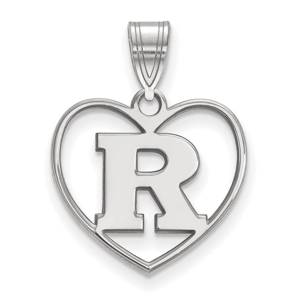 Sterling Silver Rutgers Initial R Heart Pendant, Item P15148 by The Black Bow Jewelry Co.