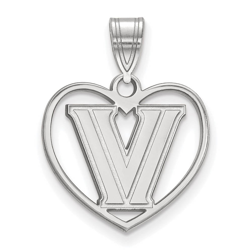 Sterling Silver Villanova U. Logo Heart Pendant, Item P15152 by The Black Bow Jewelry Co.