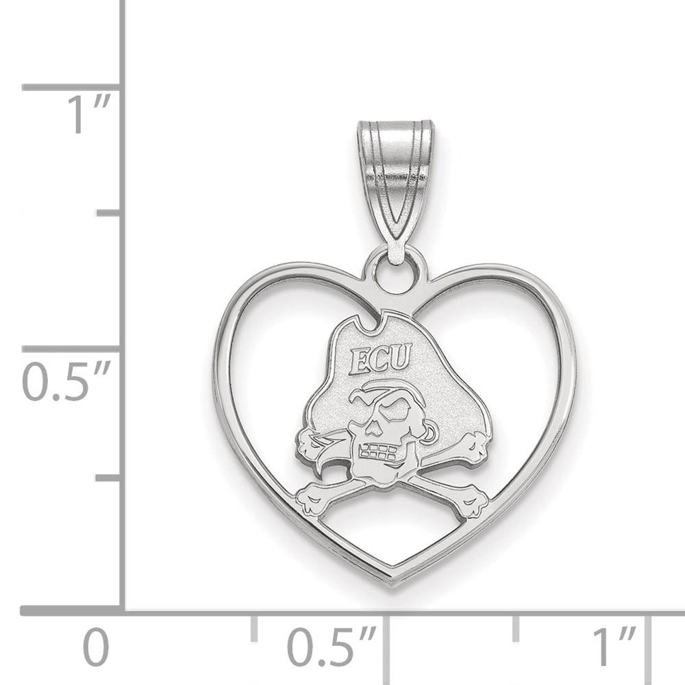 Alternate view of the Sterling Silver East Carolina U Mascot Heart Pendant by The Black Bow Jewelry Co.