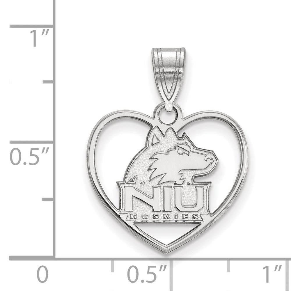 Alternate view of the Sterling Silver Northern Illinois U. Heart Pendant by The Black Bow Jewelry Co.