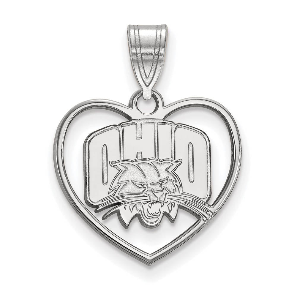 Sterling Silver Ohio U. Heart Pendant, Item P15173 by The Black Bow Jewelry Co.